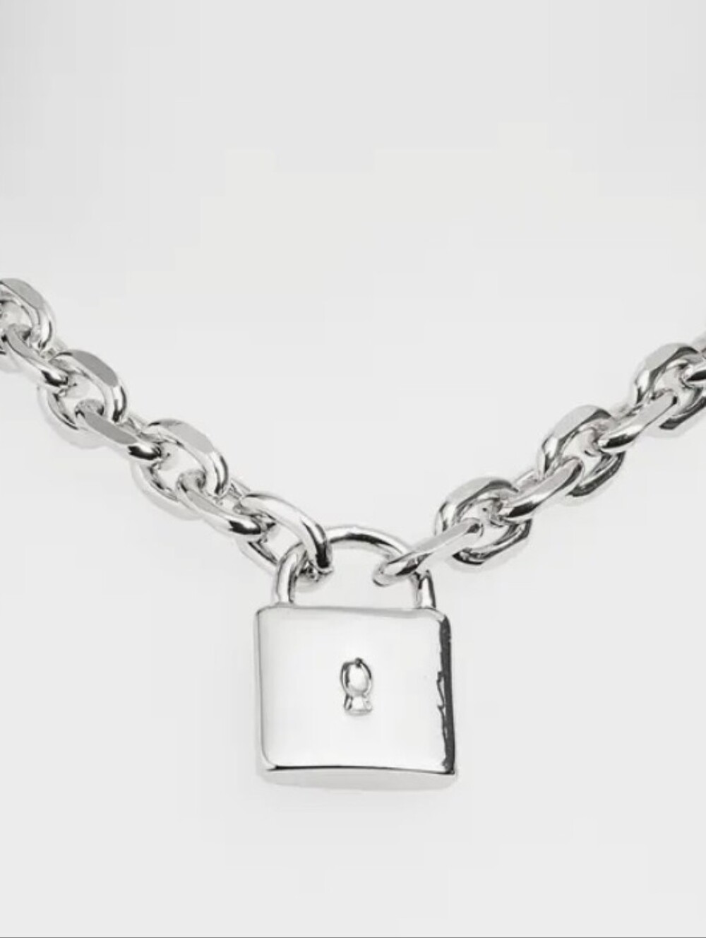 Chunky Chain Lock Pendant Necklace/ Bnwt/ Goldtone Or SILVERTONE - Picture 3 of 6